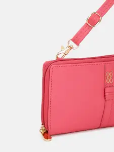 Baggit Women Solid Applique PU Zip Around Wallet With A Detachable Sling Strap