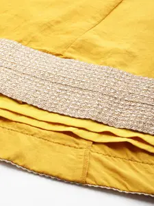 Varanga Mustard Solid Panelled Embellished Skirt