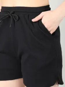 CHKOKKO Women Mid Rise Knitted Shorts