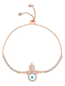 Peora Cubic Zirconia Rose Gold-Plated Charm Bracelet