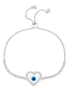 Peora Cubic Zirconia Silver-Plated Charm Bracelet