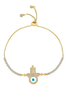 Peora Women Cubic Zirconia Gold-Plated Charm Bracelet
