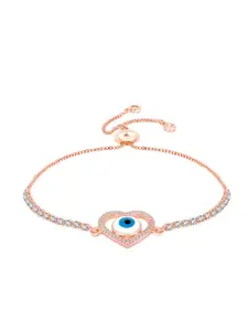 Peora Cubic Zirconia Rose Gold-Plated Charm Bracelet
