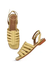 DressBerry Women Open Toe Flats With Buckles