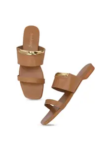 DressBerry Women Nude-Coloured Colourblocked Open Toe Flats