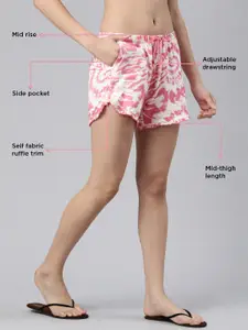 Enamor Tie & Dye Home T-Shirt and Shorts Set with Ruffled Trim