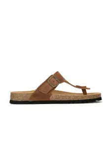 Scholl Men Leather Comfort Sandals With Buckle