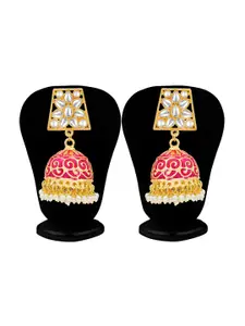 Sukkhi Gold Plated Dome Shaped Kundan Meenakari Jhumkas