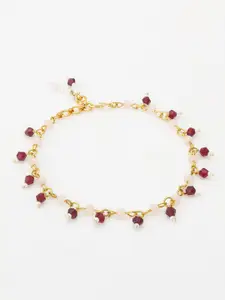 aadita Set Of 2 Gold-Plated & Beaded Anklets