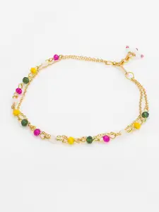 aadita Set Of 2 Gold-Plated Stone-Studded Anklet