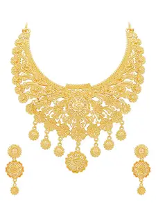 Sukkhi Gold-Plated Floral Shaped Necklace & Earrings
