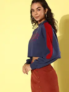 The Roadster Life Co. Typography Printed Crop Sweatshirt