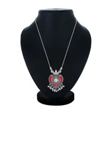 Sukkhi Rhodium-Plated Beaded Pendant With Chain
