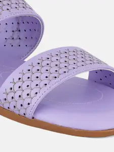 DressBerry Lavender Perforated Open Toe Flats