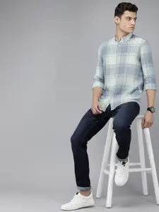 THE BEAR HOUSE Men Slim Fit Tartan Checked Pure Cotton Casual Shirt