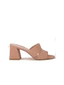 Bata Printed Peep Toe Block Heel Mules