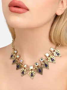 SOHI Gold-Plated Stone Studded Necklace