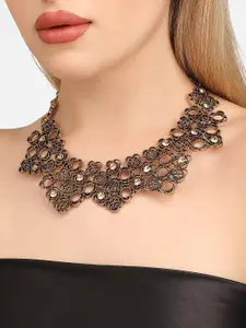 SOHI Gold-Plated Stone Studded Necklace