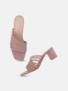 DressBerry Nude-Coloured Strappy Open Toe Block Heels