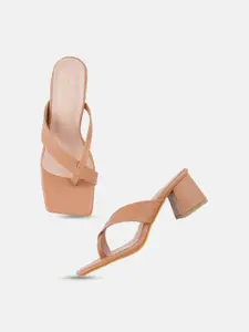 DressBerry Beige Open Block Heels