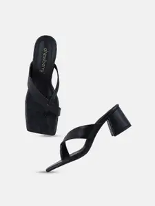 DressBerry Black Open Toe Block Heels