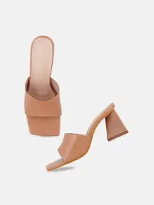 DressBerry Beige Open Block Heels