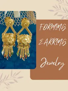 MANSIYAORANGE Gold-Plated Floral Drop Earrings