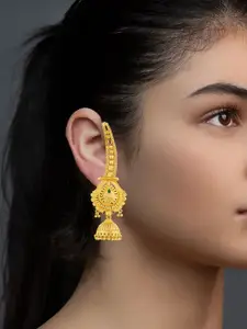 MANSIYAORANGE Gold-Plated Dome Shaped Jhumkas Earrings