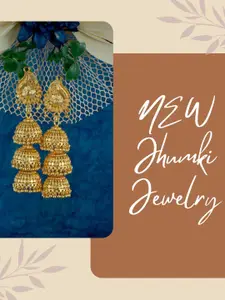 MANSIYAORANGE Gold-Plated Floral Jhumkas