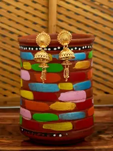 MANSIYAORANGE Gold-Plated Floral Jhumkas