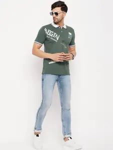 Duke Typography Printed Polo Collar Slim Fit Cotton T-shirt