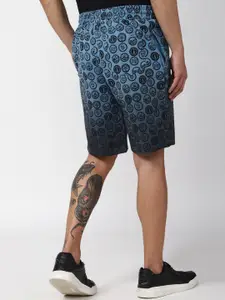 FOREVER 21 Men Blue Typography Printed Knee Length Shorts