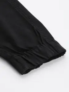 Van Heusen Sport Men Black Textured Slim Fit Joggers Trousers