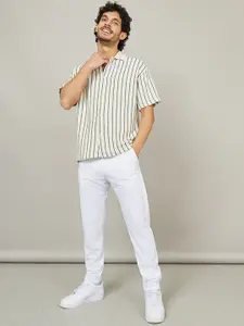 Styli Men Knitted Smart Slim Fit Cotton Chinos Trousers