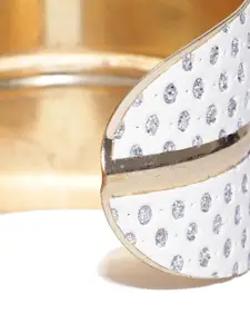 YouBella Gold-Toned & White Stone-Studded Cuff Bracelet
