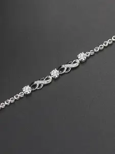 Peora Women American Diamond Silver-Plated Charm Bracelet