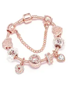 Peora Rose Gold-Plated Cubic Zirconia Charm Bracelet