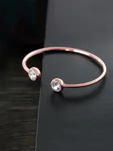 Peora Rose Gold-Plated American Diamond Cuff Bracelet