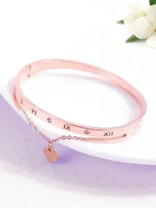 Peora Rose Gold-Plated American Diamond Bangle Style Bracelet