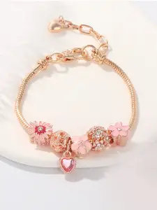 Peora  Gold-Plated Cubic Zirconia Charm Bracelet