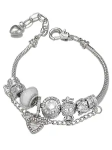 Peora Silver-Plated Cubic Zirconia Charm Bracelet