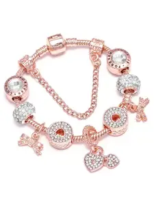 Peora  Rose Gold-Plated Cubic Zirconia Charm Bracelet