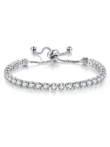 Peora Women Cubic Zirconia Silver-Plated Charm Bracelet