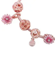 Peora Women Cubic Zirconia Rose Gold-Plated Charm Bracelet