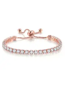 Peora Women Cubic Zirconia Rose Gold-Plated Charm Bracelet