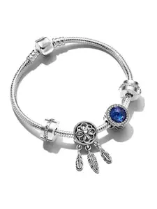 Peora Women Cubic Zirconia Silver-Plated Charm Bracelet