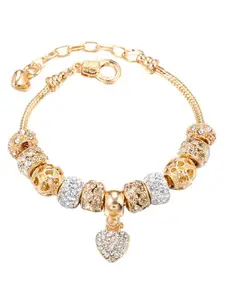 Peora Gold-Plated Cubic Zirconia Charm Bracelet