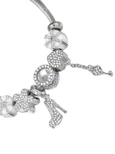Peora Silver-Plated Cubic Zirconia Charm Bracelet