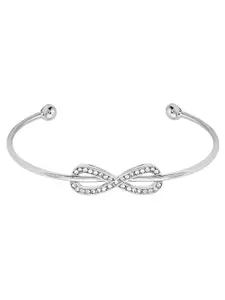 Peora Silver-Plated American Diamond Cuff Bracelet