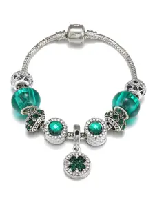 Peora Silver-Plated Cubic Zirconia Charm Bracelet